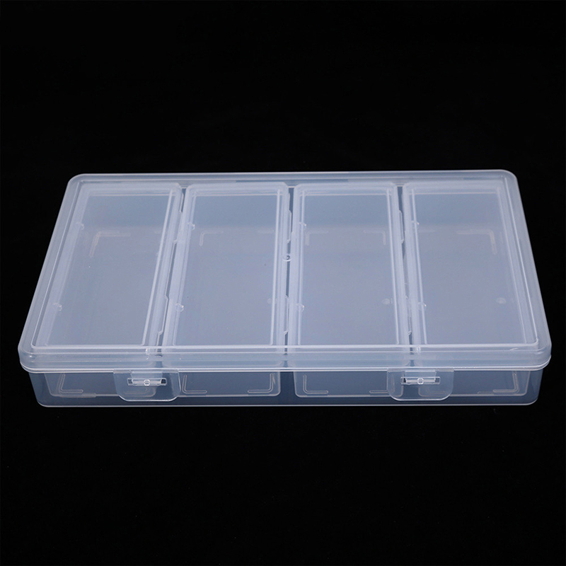 Nail Tech Accessories - 4 Grid Independent Storage Box Transparent