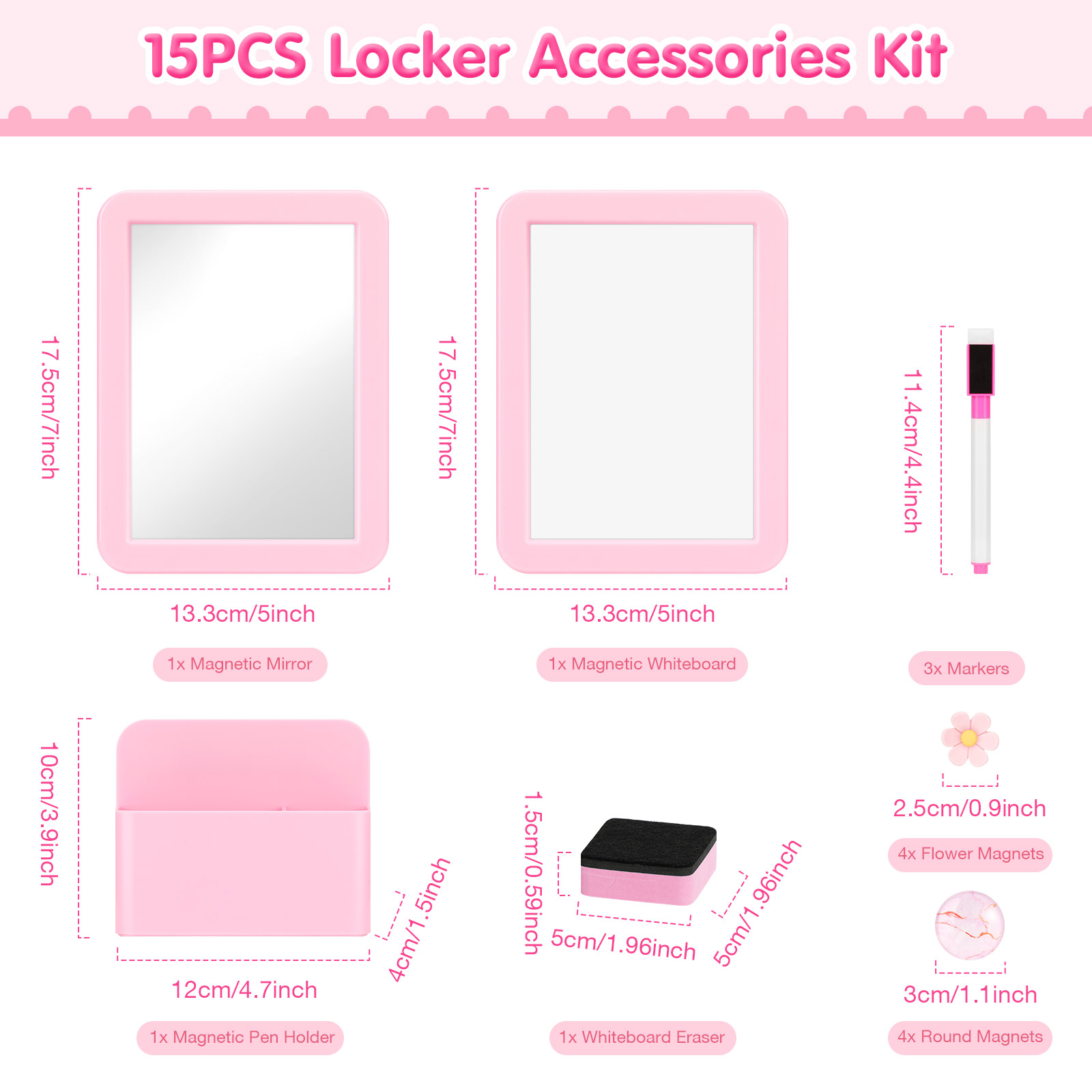 15Pcs Locker Accessories Kit M - Pen Holder Magnetic 评论和价格